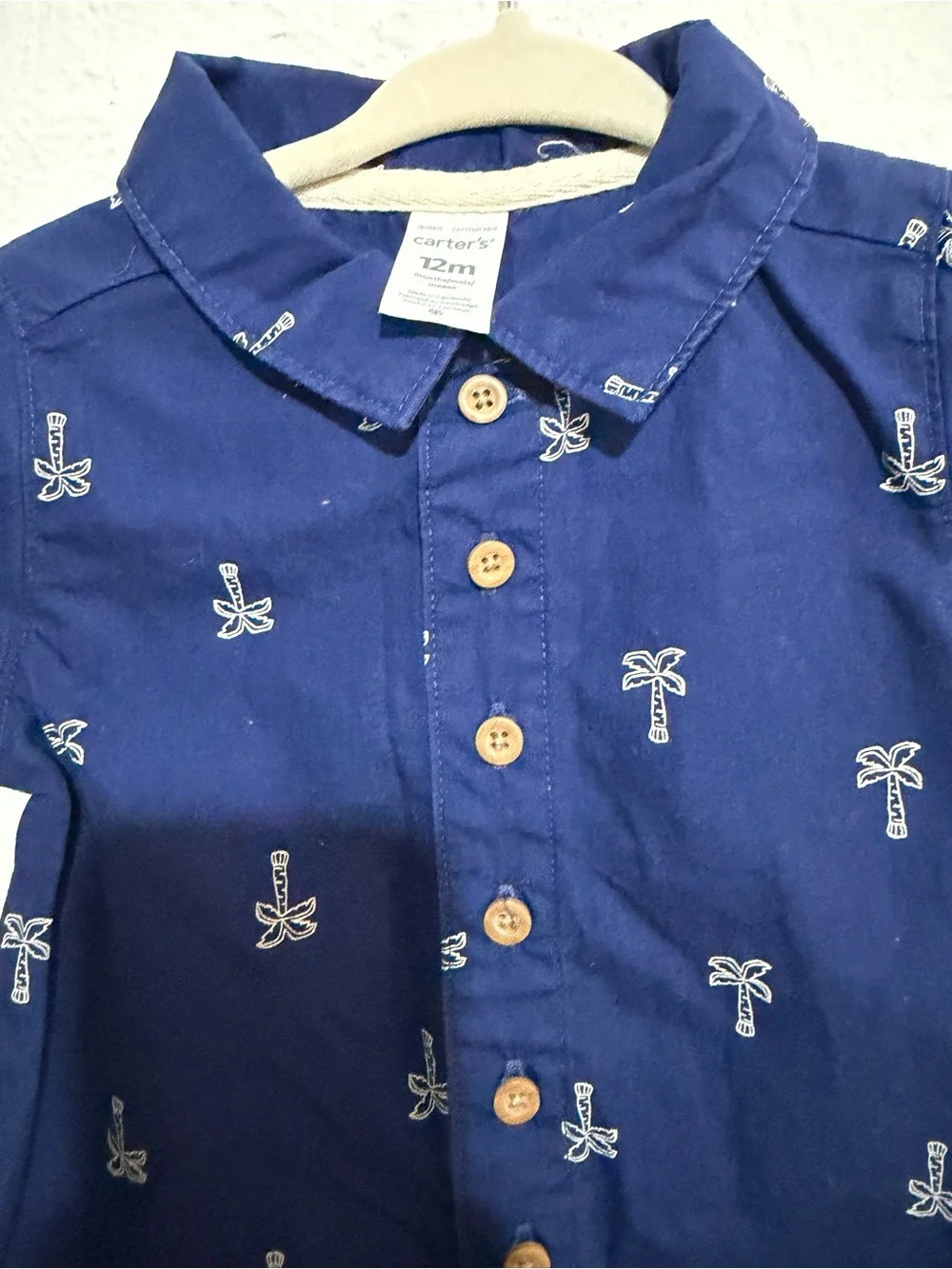 Carter's Navy Short-Sleeve Palm Print Romper Summer Style